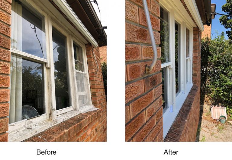Window restoration with lead based undercoat Little Bay Men In White